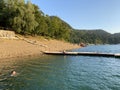 Njupac beach on Lokvarsko lake in Gorski kotar - Lokve, Croatia / KupaliÃÂ¡te NjupaÃÂ na Lokvarskom jezeru u Gorskom kotaru Royalty Free Stock Photo